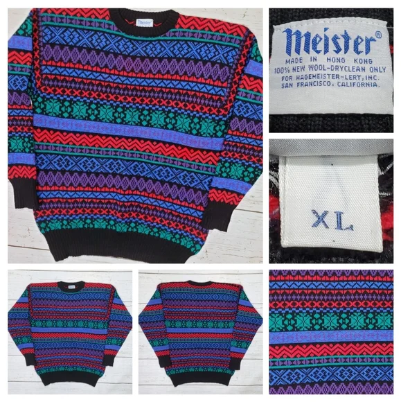 David Meister Sweaters Vintage David Meister Ski Sweater Xl 0 New Wool Pullover Crewneck 80s 90s Euc Poshmark